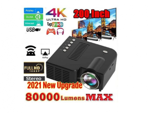 Hd 4k Projetor de telefone celular miniatura doméstico UC28C pequeno LED portátil doméstico de alta definição com fio com telefone celular na mesma tela