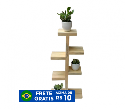 Prateleira Para Suculentas E Cactos Em Madeira Natural