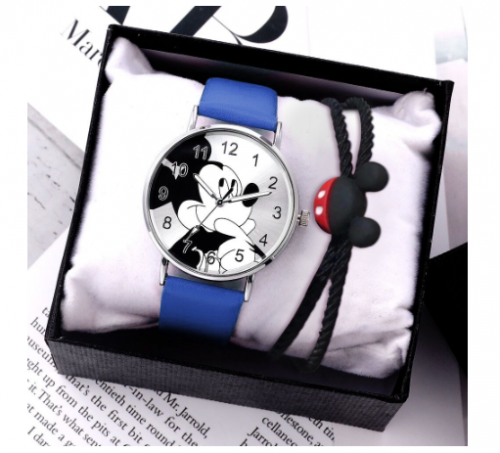 (Relógio + Pulseira) Conjunto De Feminino Mickey Mouse Com Desenho