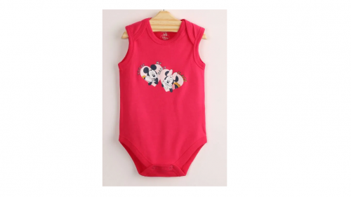 Body infantil mickey e minnie sem manga rosa escuro