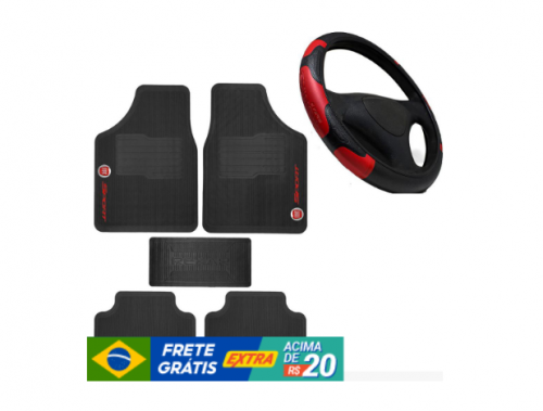 Tapete Automotivo Carro FIAT Reforçado + Proteção Volante Colorida Otimizada -Palio, uno, siena, strada, mobi, fiorino, argo, strada