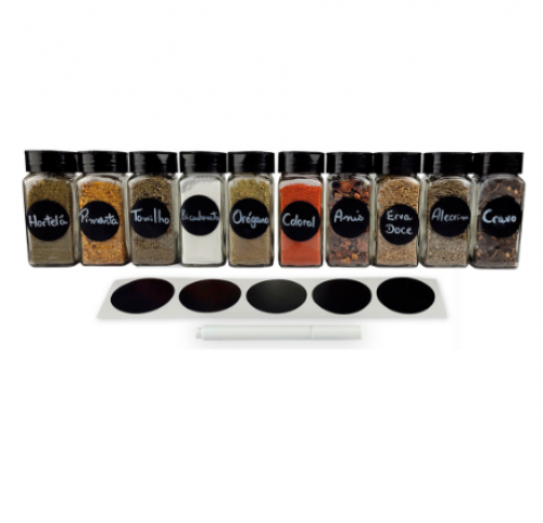 Kit 10 Pote Quadrado Tampa Dosadora Dupla Em Vidro 130ml P/tempero
