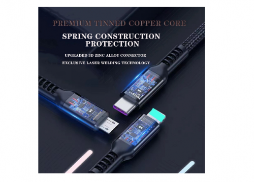 Cabo De Carga Rápida 3 Em 1 De 100W Para Micro Android Tipo c IOS 5A Super Rápido Carregamento De Nylon Trançado Um Três