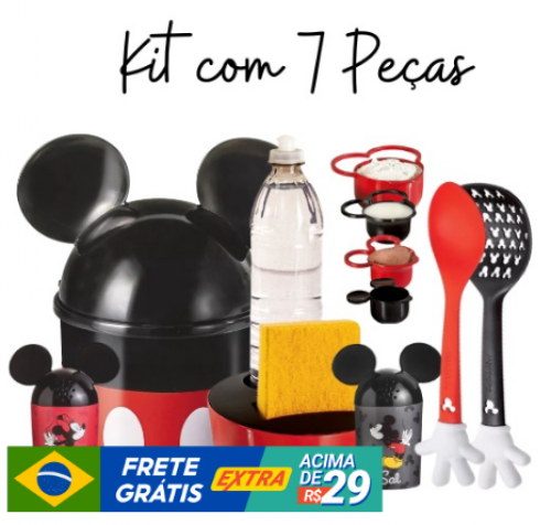 Kit Cozinha Completo 7 Peças Disney Mickey Minnie