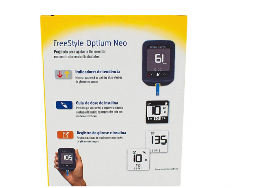 FreeStyle Optium Neo Kit Monitor de Glicemia com 1 Aparelho + 10 Lancetas + 1 Lancetador + Estojo + 1 Cabo Micro USB