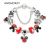 Pulseira Prateada com Pingentes do Mickey/Minnie Esmaltados/Cristal/Fashion para Presente