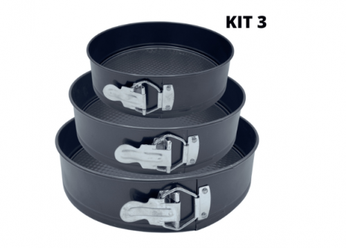 Kit 3 Formas com Fundo Removível Antiaderente com Fundo Removível para torta Bolo