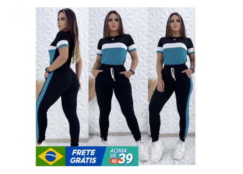 Conjunto Femenino Manga Curta Tecido Malha Crepe Promoção Imperdível