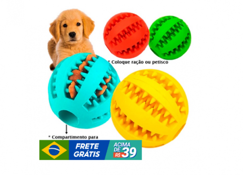 Bola Multifuncional Escova Mordedor Porta Petisco Pet Ball