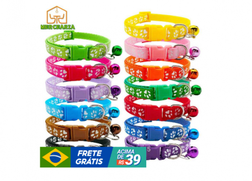 Pet Coleira De Cachorro E Gato Ajustável Coleira Ajustável Com Estampa De Pegadas Com Sino Para Gatos E Cães