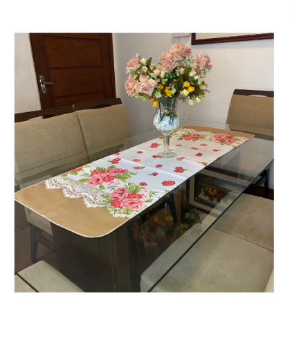 Kit com 2 Caminhos de Mesa Trilho Passadeira Retangular Estampada 4 ou 6 Lugares 1,40 x 0,45