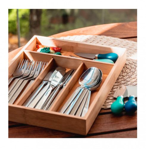 Porta Talheres D Gaveta Organizador Resistente Bambu Cozinha