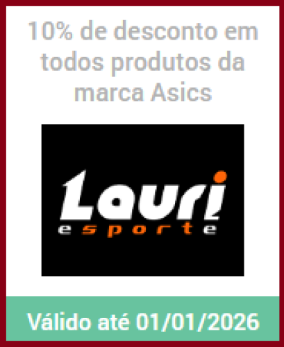 Lauri Esportes – 10% de desconto em todos produtos da marca Asics