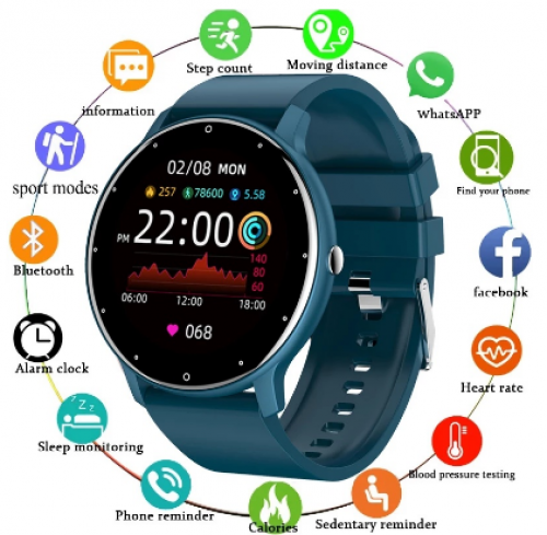 2022 LIGE Relógio inteligente masculino à prova d’água com Bluetooth de freqüência cardíaca