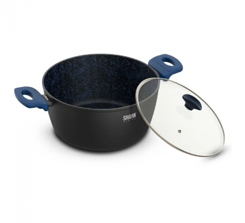 Panela Ichef Home Family Size e Tampa de Vidro 24cm Azul