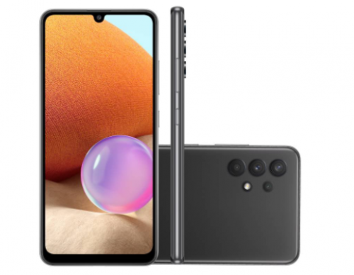 Smartphone Samsung Galaxy A32 Preto 128 GB 6.4″ 4 GB RAM Câm. Quádrupla 64 MP Selfie 20 MP