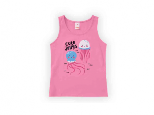 Blusa Regata Infantil Menina Com Estampa Frontal – Rosa