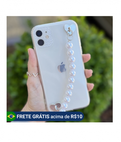 ALÇA PARA CELULAR EM CORRENTE COM FIXADOR DE CORAÇÃO