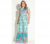 Quintess – Vestido Longo Floral Turquesa com Manguinhas