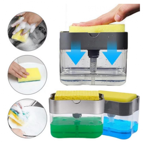 Dispenser Mágico Detergente 2 Em 1 Dosador Cozinha Pia Organizador Porta Bucha Esponja