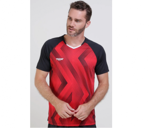 Camiseta Esportiva Topper Geometric Masculina Vermelho
