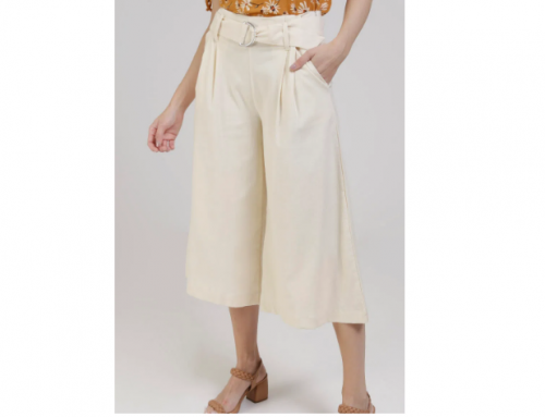 Calça Pantacourt com Cinto Autentique Feminina Off White