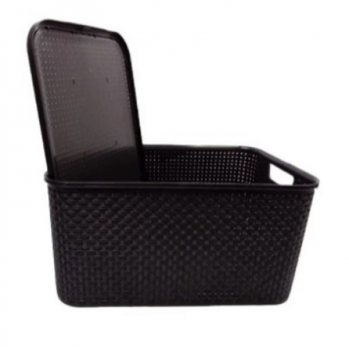 Caixa Cesto Organizadora Rattan Preta 20L Litros