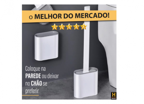 Escova Sanitária Silicone Flexível De Limpar Vaso Sanitário Suporte Linha Premium