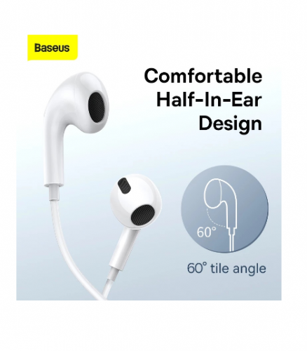 Fone De Ouvido Intra-Auricular Com Fio C17 Baseus Microfone Para Xiaomi Samsung NOTE 10 20 S21 S20