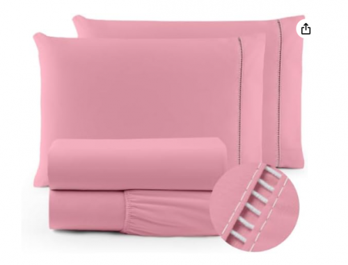 Jogo de lençol 400 fios Micropercal com elástico toque suave varios tamanhos (solteiro, casal, queen, King) (Solteiro, Rosê)