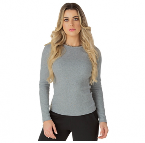 BLUSA FEMININA BÁSICA MANGA LONGA RIBANA