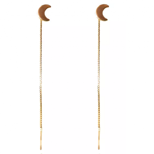 BRINCO DE FIO COM LUA FOLHEADO EM OURO 18K