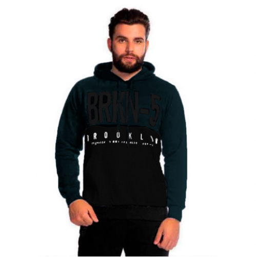 BLUSA MASCULINA MOLETOM ESTAMPA BRKN-5 PETRÓLEO