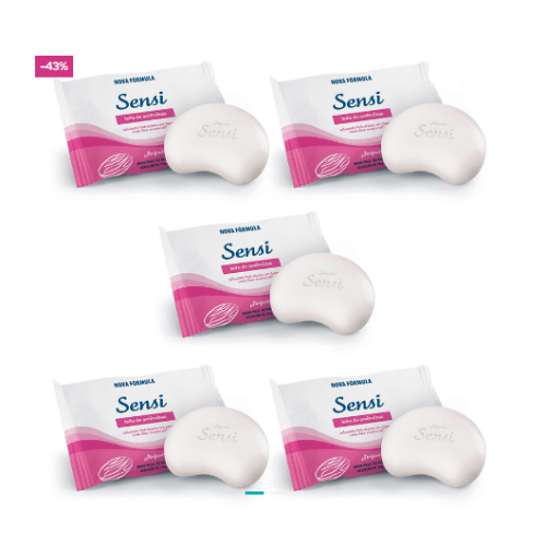 Kit com 5 unidades de Sabonetes Hidratantes em Barra Sensi Leite de Amêndoas Jequiti