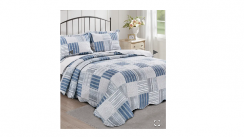 Kit Camesa Colcha Casal 3 Peças Azul