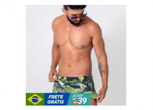 Sunga Masculina Estampada Boxer Com Proteção UV+50 Moda Praia Premium