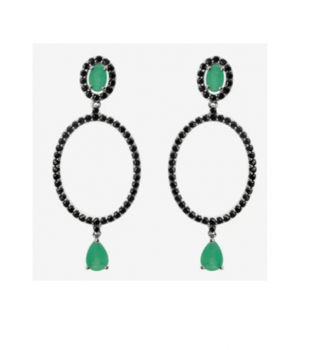 Brinco Esperança em Prata 925 com Espinélios e Aventurina