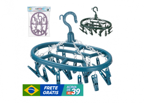 Varal De Roupas Intimas Oval Organizador Com 18 Prendedores Resistentes Calcinha Meias Máscara Multiuso