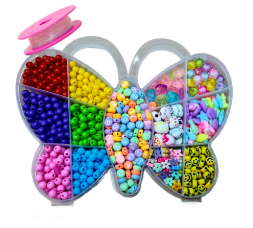 Maleta Colorida Infantil 1300 Peças + Fio Silicone Micangas de fazer Pulseiras Miçangas Colares