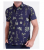 Polo Manga Curta Estampada Masculina Azul