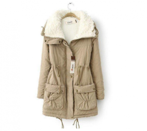 Casaco De Inverno Feminino De Lã Quente Grossa Jaqueta casual Slim fit De Algodão Acolchoado parka Firme Gola Da Pele Blusa Feminina