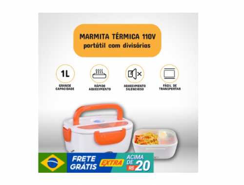 Marmita Elétrica Portátil Automática Térmica com divisórias para esquentar comida