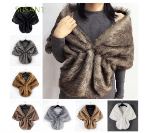 SUSAN1 Xale/Cachecol Feminino De Pele Falsa Grosso Imitação De Pelo Para Inverno