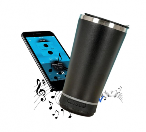 Copo Termico Inox 420ml com Alto Falante Bluetooth Led Tampa Abridor Cerveja