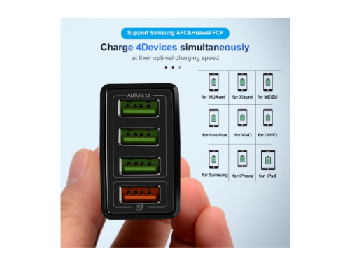 Carregador Tomada USB Turbo 4 Portas Carregador Plug Quick Charge 3.0
