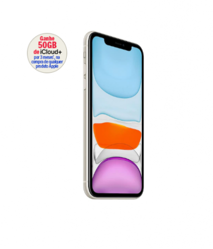 iPhone 11 Apple 64GB branco, Tela de 6,1”, Câmera Dupla de 12MP, iOS