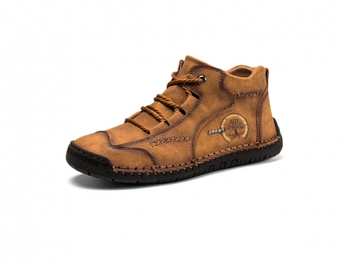 Botas de couro Menico Masculino Vintage Costura à Mão Soft