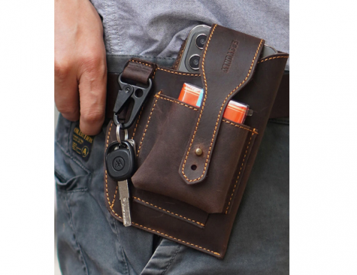 Porta-chaves masculino EDC Couro Genuíno 6,5 polegadas Telefone Bolsa Cintura Bolsa Carteira