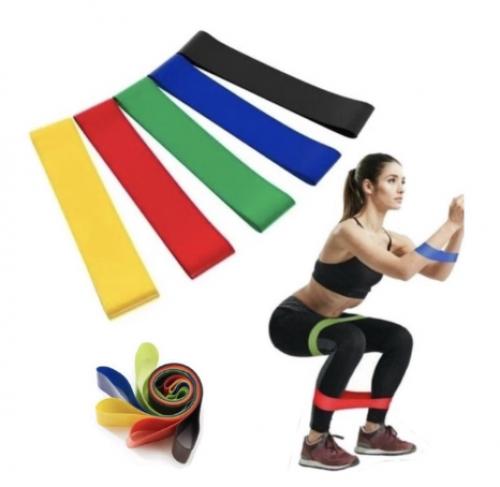 Kit 5 Faixas Elásticas Para Exercícios Multifuncional Yoga Fisioterapia e Treino