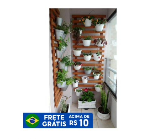 Painel Vertical treliça de Madeira para horta em varanda kit com 02 treliça